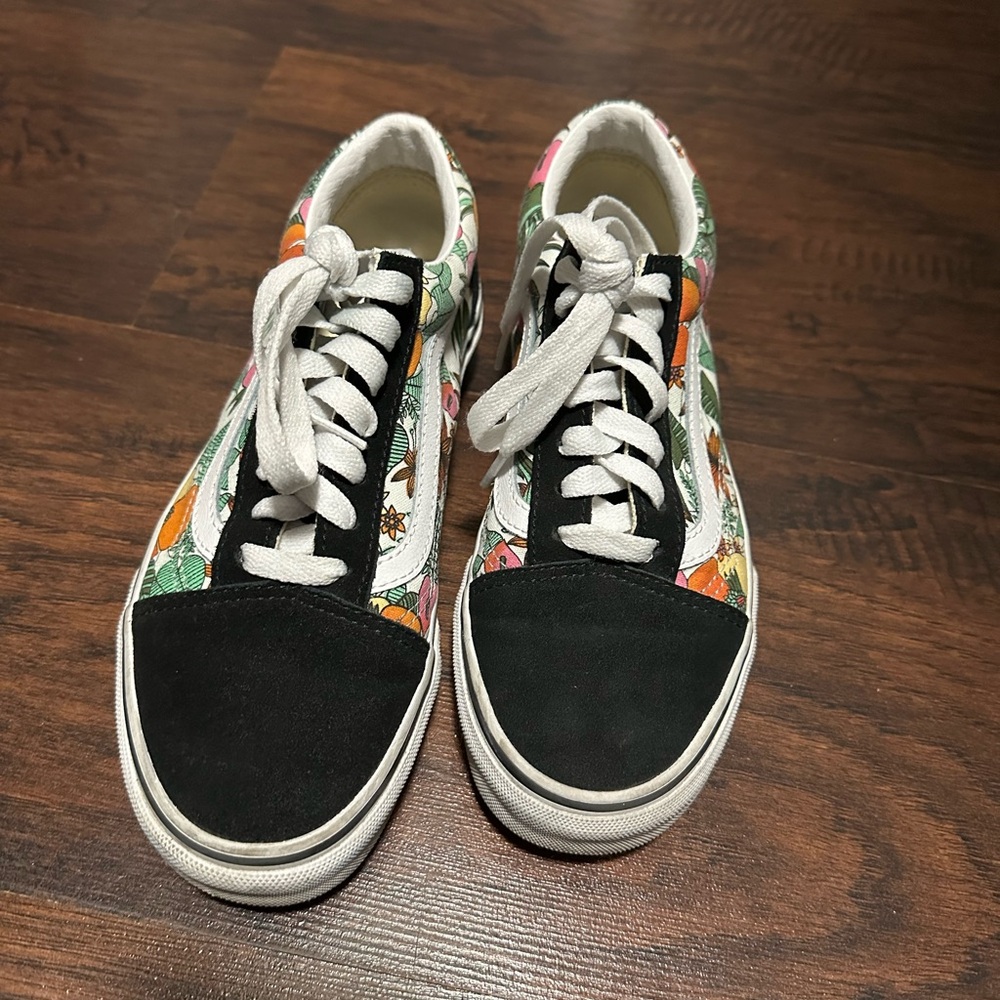 Classic Black Vans with a floral accent!